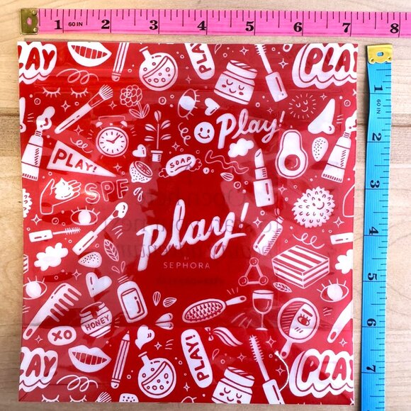 SEPHORA PLAY! Set of 6 Red Resealable Plastic and PVC Bags 7" x 7.75" - Picture 6 of 7